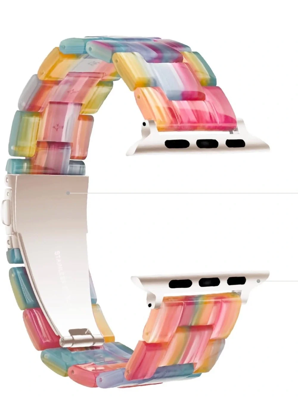New never used multicolor HOPO Resin Watch band, 38-49 mm, gender neutral